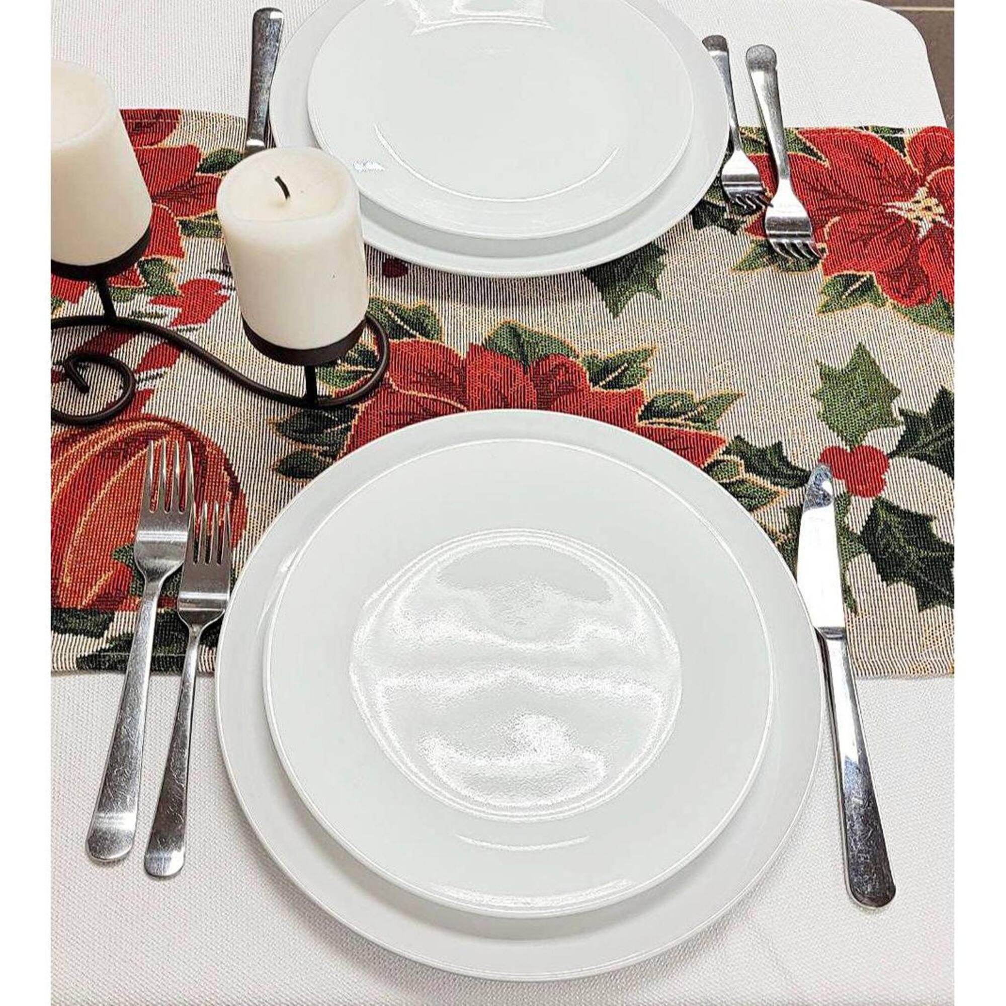 Wizardi 13.75" x 67" Festive Poinsettias Christmas Table Runner